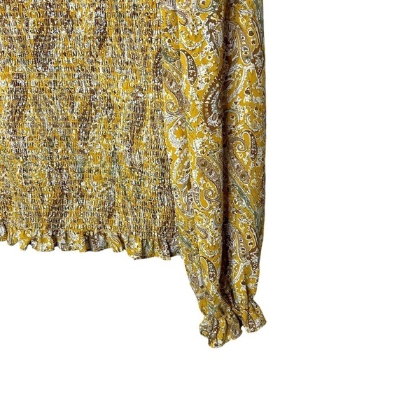 ANTHROPOLOGIE Joie Yellow Paisley Smocked Long Sleeve Blouse - Picture 6 of 10